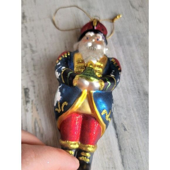Blown glass AS IS Santa Claus Nutcracker tree glitter ornament Xmas - Picture 12 of 13
